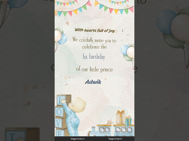 Little Star Celebration ⭐ | Baby Boy Birthday Invitation Video |Online Template | MagicInvite.in