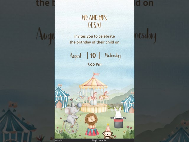 Whimsical Circus Birthday Invite