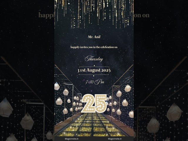 Glitter & Glam Anniversary | 25th Wedding Anniversary Invitation Video |Magicinvite.in